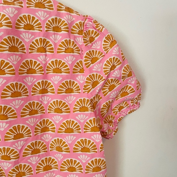 J. Crew Pink and Orange Puff Sleeve Smocked Blouse - Picture 6 of 6